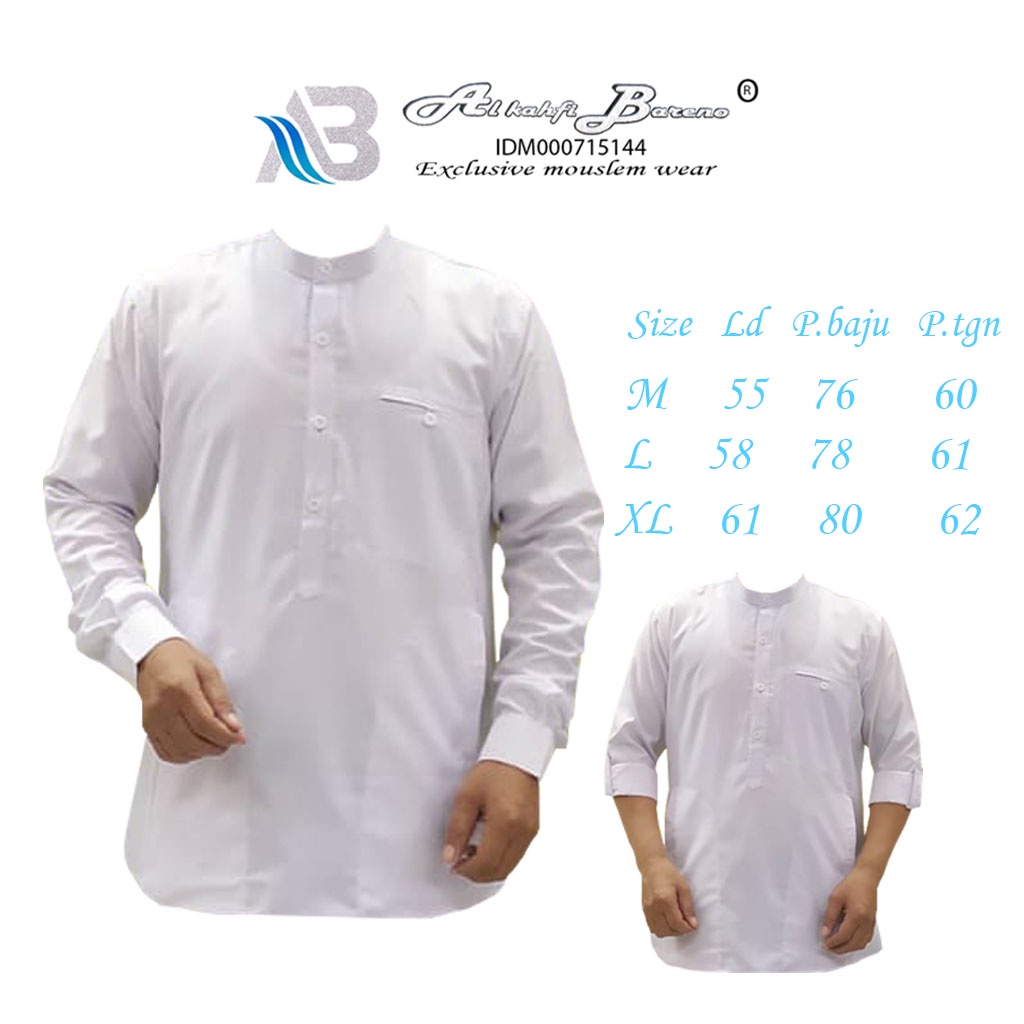 Baju Koko Pria Dewasa Terbaru Kemko Lenggan Panjang Al qadr/ AB Alkahfi Bareno Katun COD