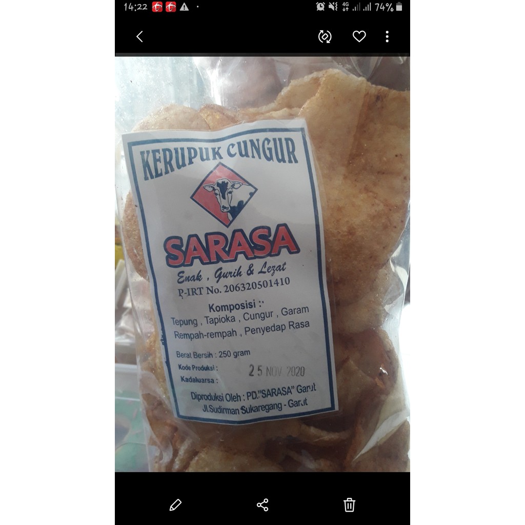 

kurupuk cungur sarasa