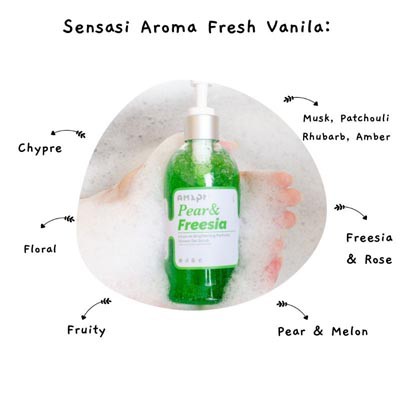 [PREMIUM] Am2Pm Ampoule Brightening Perfume Shower Gel Scrub Pear &amp; Freesia 300ML_Cerianti