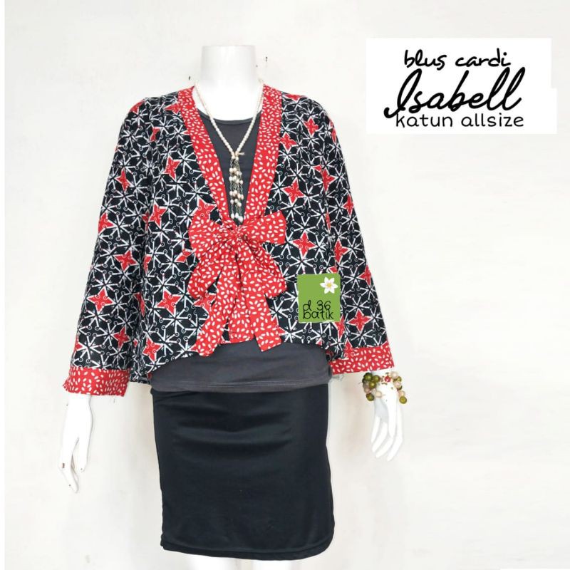 Blus cardi katun halus Isabell tali Baju Batik Wanita remaja ABG Atasan lengan panjang lebar kimono Kasual kerja lapisan luar Modern Katun