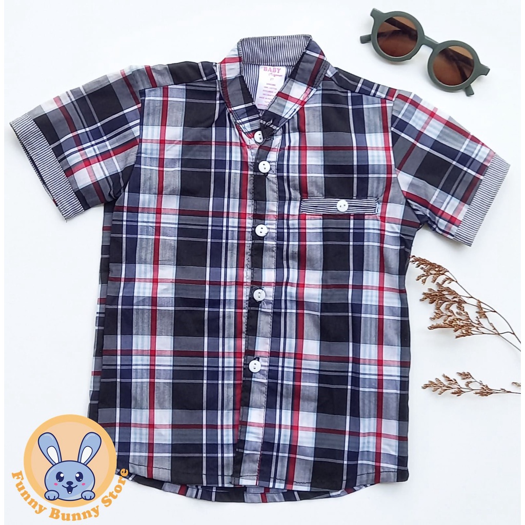 Baju Kemeja Anak Laki laki 1-5 Tahun Hem Cowok Lengan Pendek Hem Anak Motif Kemeja Kotak Anak Laki-l