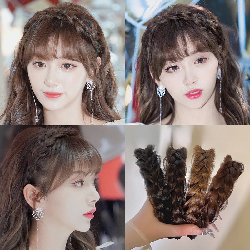 Knotted curly wig headband lady's Korea Elegan Aksesoris Rambut