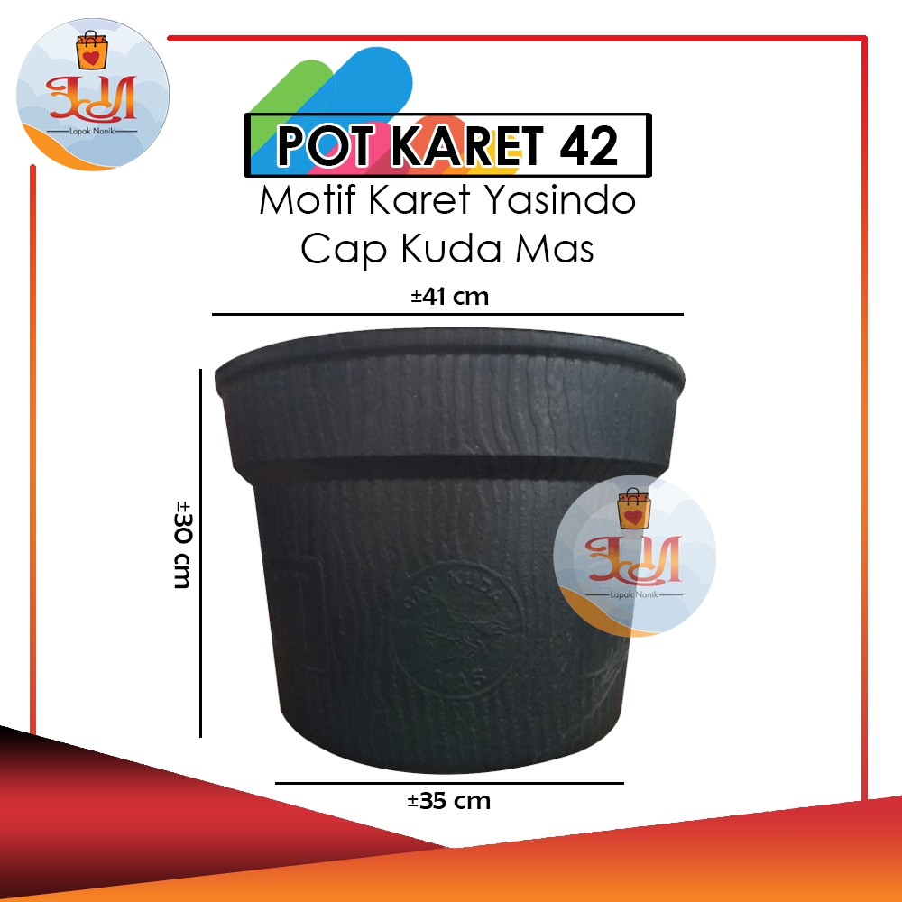 [3 Pcs] Pot Karet Besar Yasindo Ukuran 42 cm / Pot Bunga Karet CAP KUDA MAS Yasindo