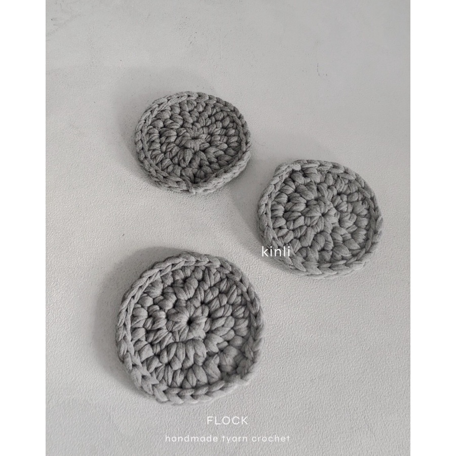 flock handmade pan plate glass coaster trivet crochet tatakan gelas - pan coaster