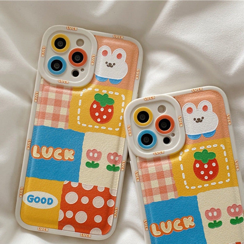 Buah Persegi Desain Pola Casing Ponsel untuk iPhone 12 13 11 Pro Max X Xs Max Xr 7 8 Plus Casing Silikon Tphd