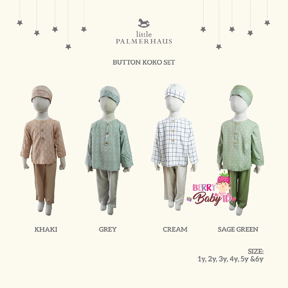 Little Palmerhaus Button Koko Set Baju Koko Celana Setelan Anak Muslim Berry Mart