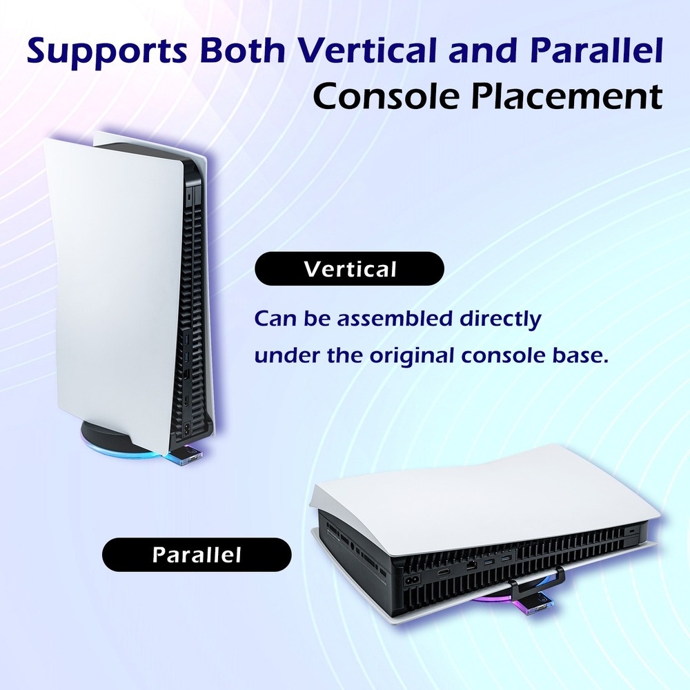 Stand Base Vertikal Dengan Lampu LED RGB Luminous 4 Mode Untuk Konsol Game Playstation 5 PS5