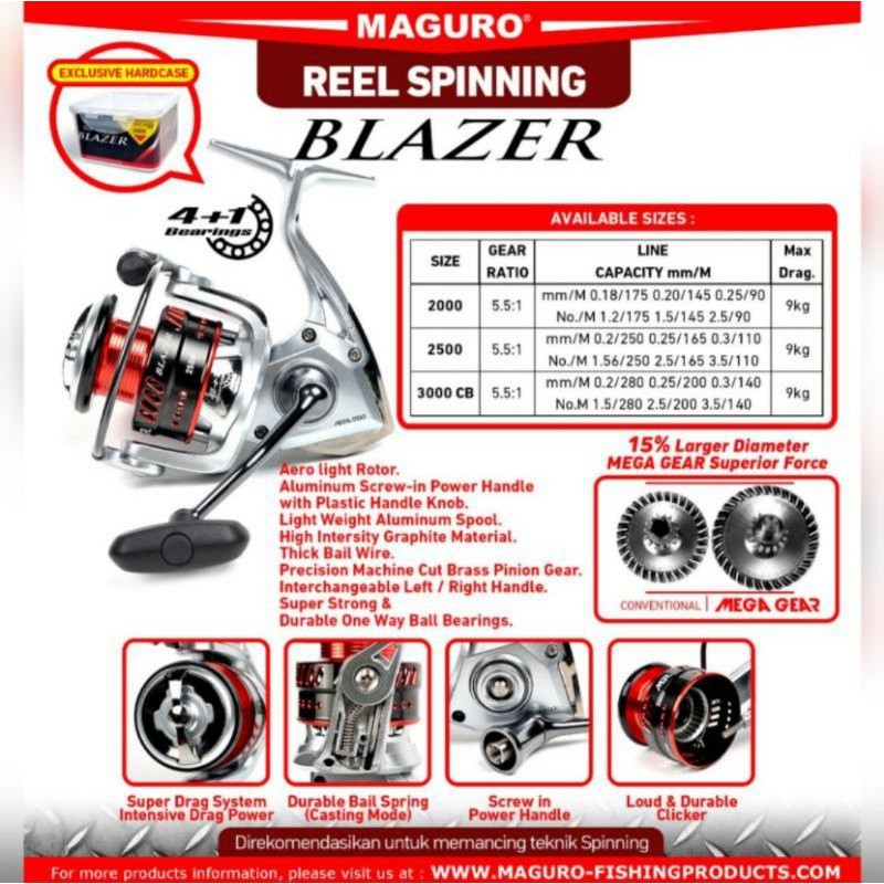 REEL PANCING MAGURO BLAZER 2500/3000 MEGA GEAR...POWER HANDLE