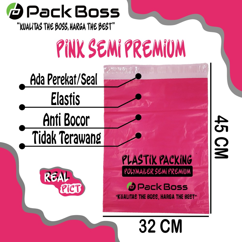 

HJK 32x45 PINK SEMI PREMIUM POLYMAILER PACKAGING ONLINE ADA PEREKAT