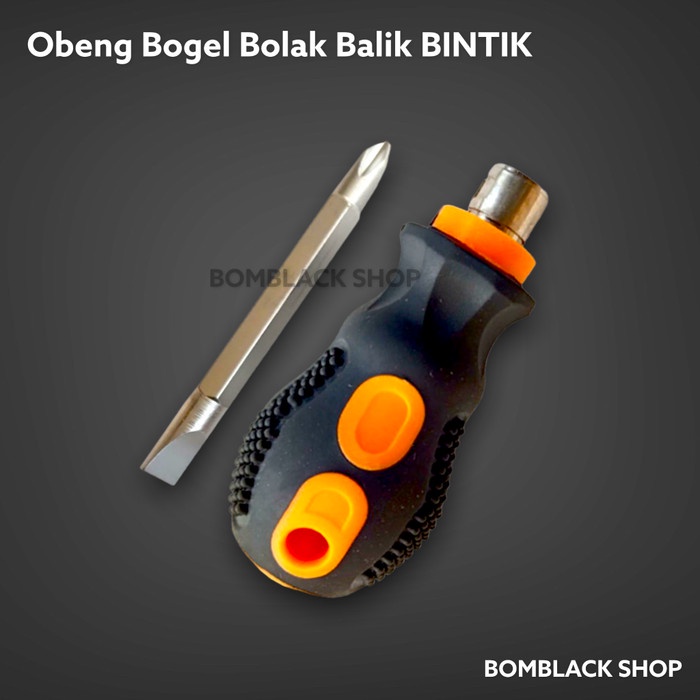 Obeng Kecil Bogel Cebol Mini Bolak Balik Plus Minus Bintik OREN HITAM