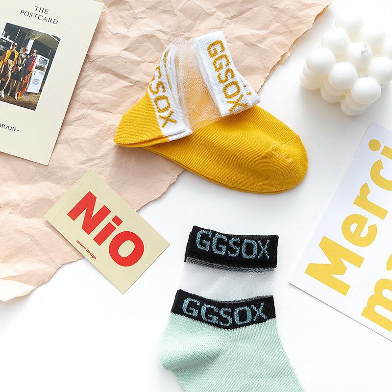 T&amp;Y  Kaos Kaki Pendek Transparan Wanita Motif GGSOX Kaos Kaki Pendek Wanita Import Kekinian