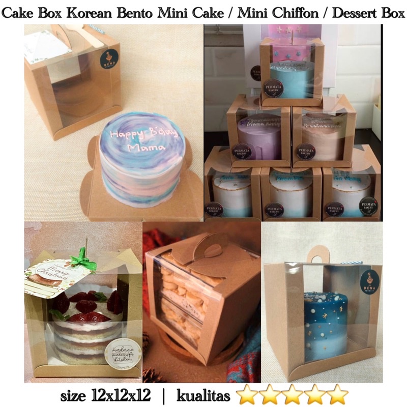 Kotak Kue Bento Mini Cake 12x12x12 box mini chiffon kotak mini cake korean cake box
