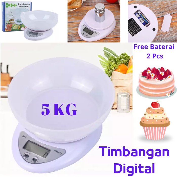 Timbangan Dapur Digital - Timbangan Kue Bumbu Mangkok Mangkuk Digital 5Kg 10Kg Kitchen Scale