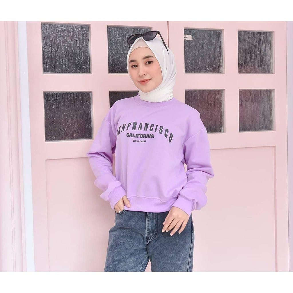 SANFRANCISCO OVERSIZE CROP SWEATER WANITA - ATASAN TEBAL TERLARIS