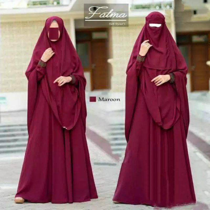 Gamis Syar'i Polos Set Jilbab Plus Cadar A3HeejabSyar'i