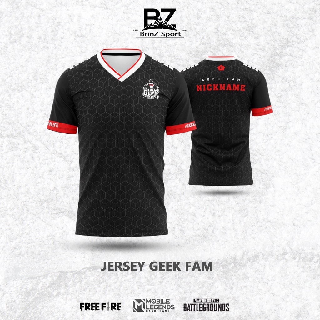 Jersey Geek Fam terbaru 2022 game mobile legend Dewasa & Anak free fire pubg free nickname