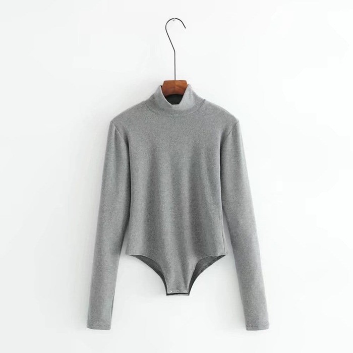 Baju Atasan Kaos Sexy Wanita Gray Casual Tight Import Original