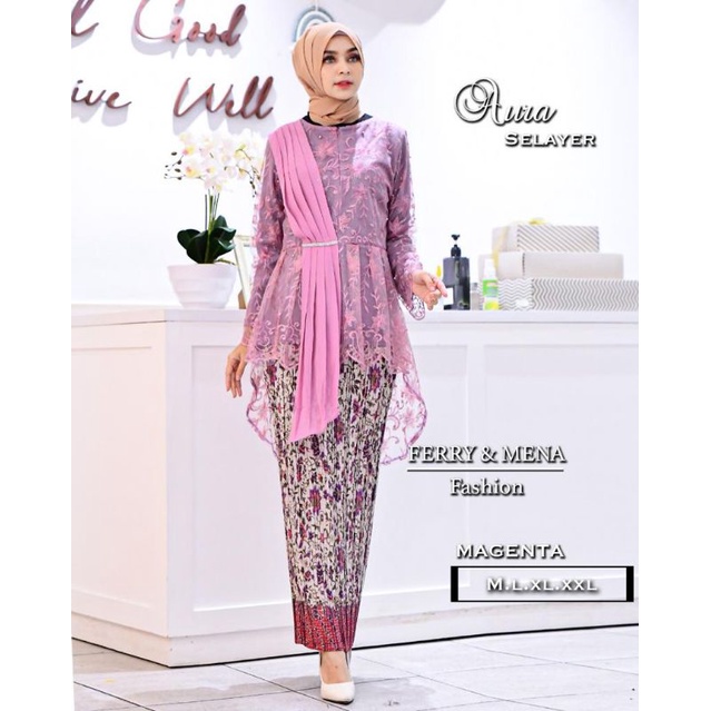 Terlaris !! Setelan kebaya Aura Selayer / Kebaya Selendang Free Masker / Kebaya Selendang Busui