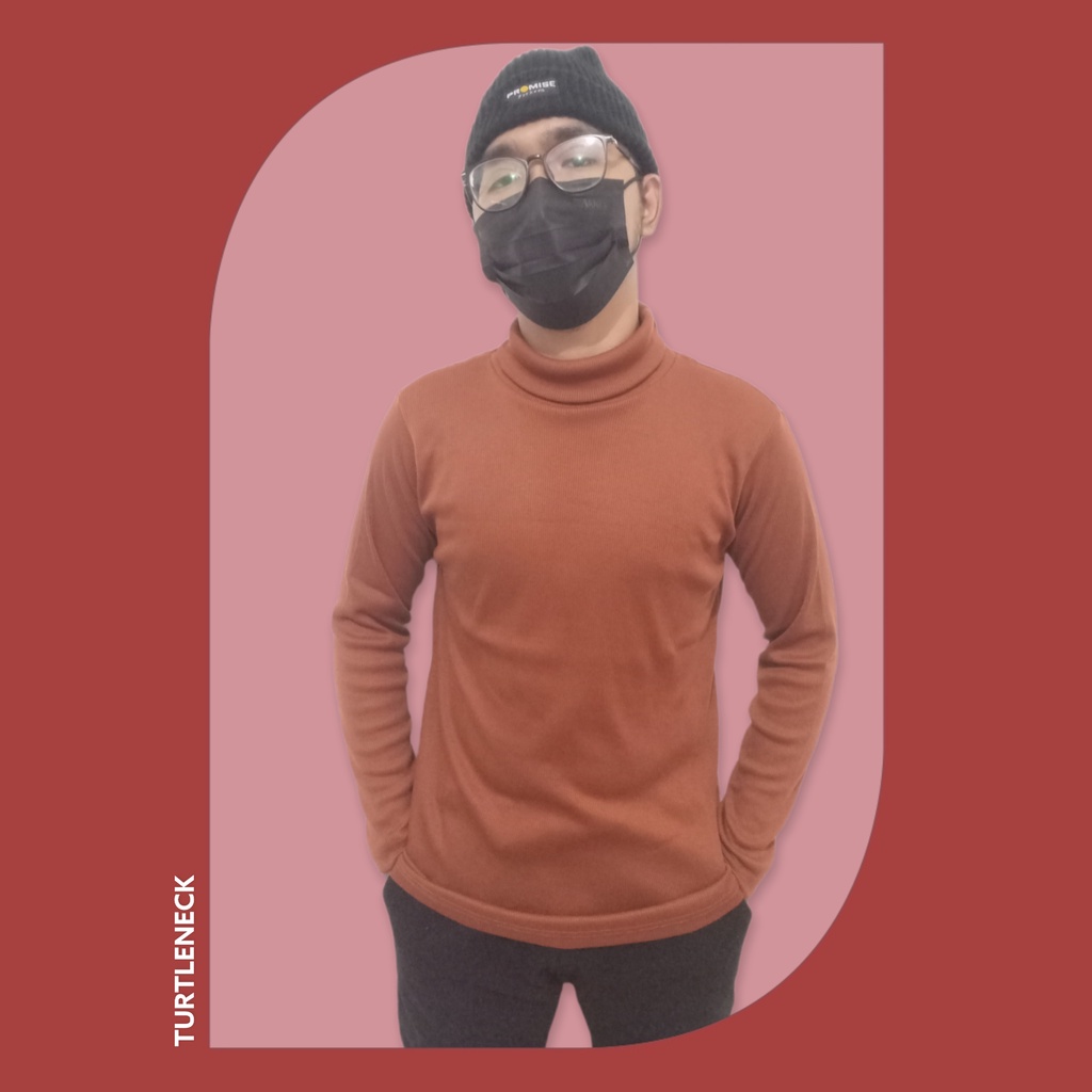 Kaos Polos Turtleneck Pria Wanita Spandek Premium / Kaos Polos Kerah Tinggi Lengan Panjang / Kaos Tu