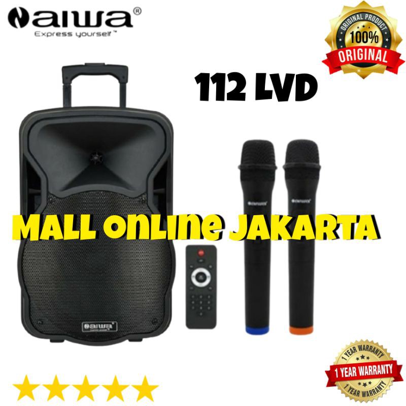 Speaker aktif portable aiwa 12 inch 112lvf bluetooth speker naiwa wireless meeting portabel aktiv