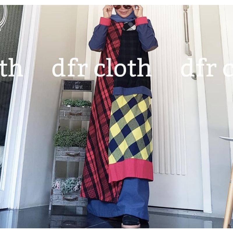 preloved Dfr.cloth ORI,abaya square patchwork seri 3 uk M
