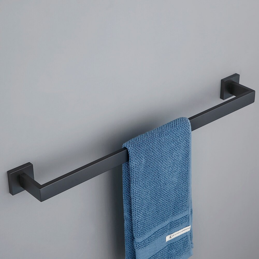 Bathroom Hardware Black Wall Mounted Bath Towel Holder Bathroom Towel Racks Clothes Hanger For Shopee Indonesia