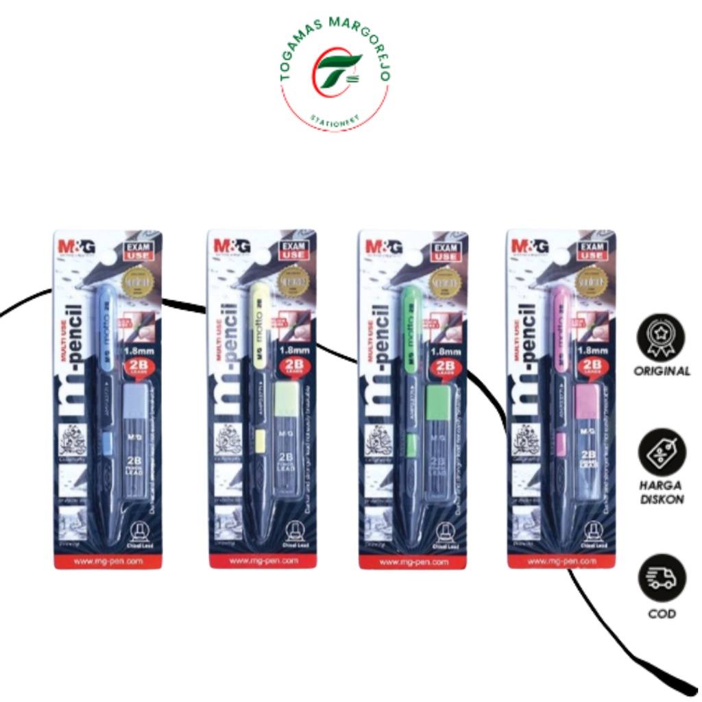 

PAKET EXAM MECHANICAL PENCIL 2B + LEAD SET HAMP0173 M&G