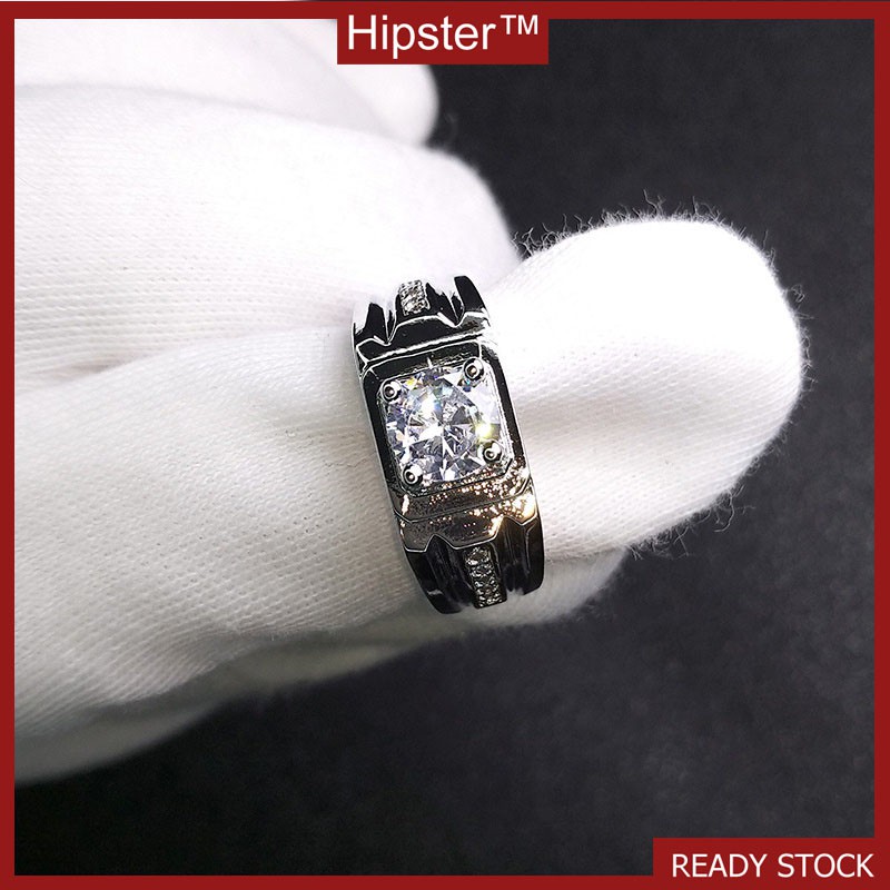 European and American Fashion Exaggerated Domineering Inlaid Square Diamond Ring