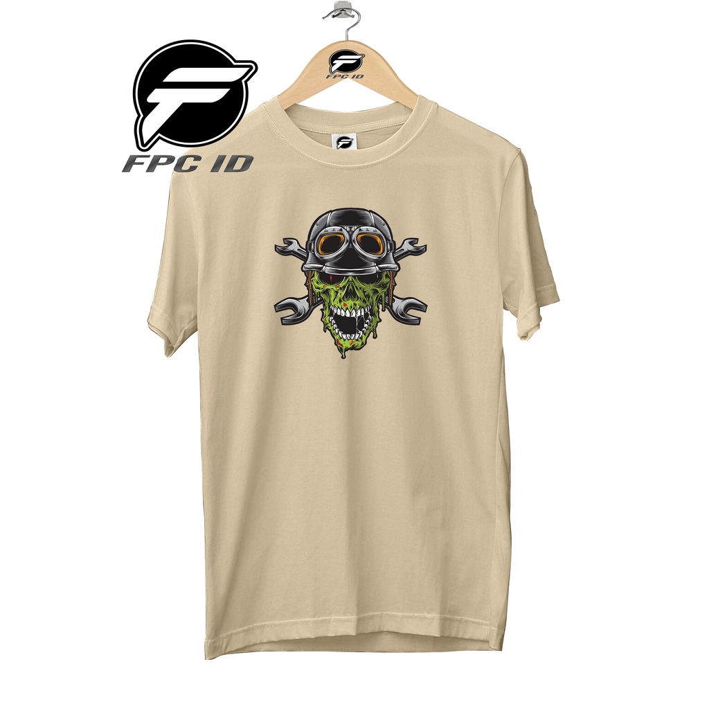 Kaos Distro Racing Head Skull Cotton Combed 30s Baju Atasan Pria T Shirt Wanita Jumbo Oversize Pilihan Favorit Fpc Id