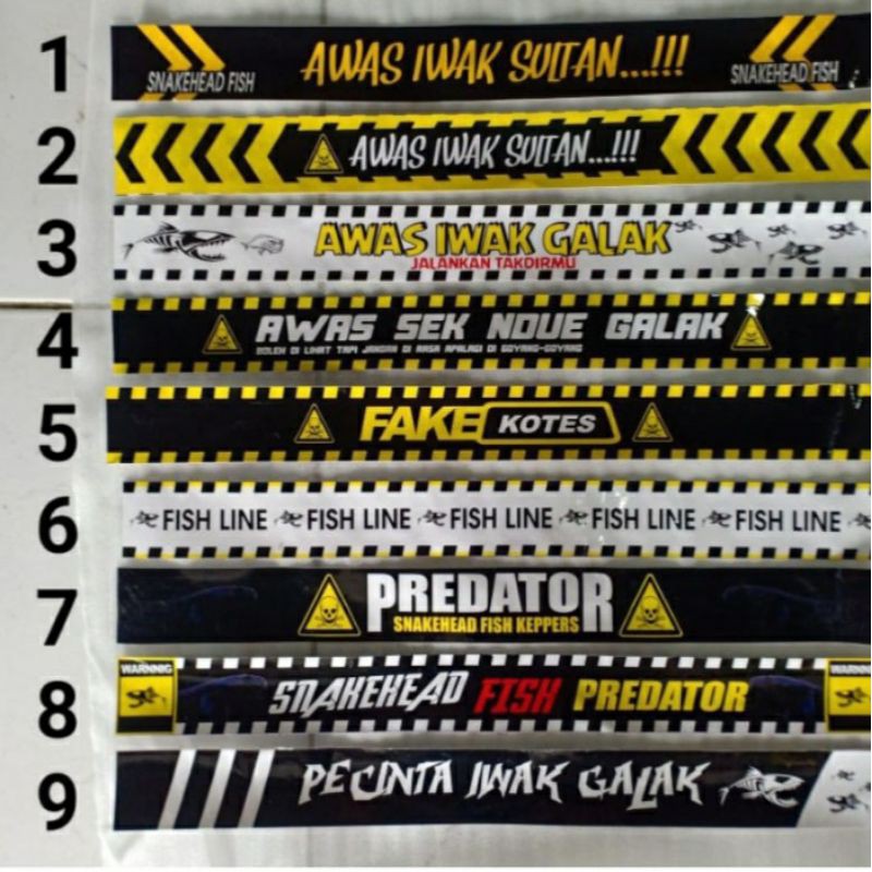 CUSTOM STICKER AQUARIUM AWAS IWAK GALAK MAXIMAL PANJANG 120CM LEBAR 10CM
