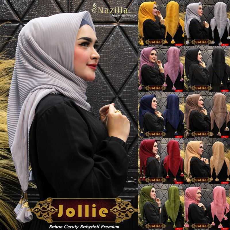 COD - Hijab Segi Empat Plisket Ronce Ceruty Babydoll Krudung Jilbab Kuncir Terbaru Wanita ORI Terlar