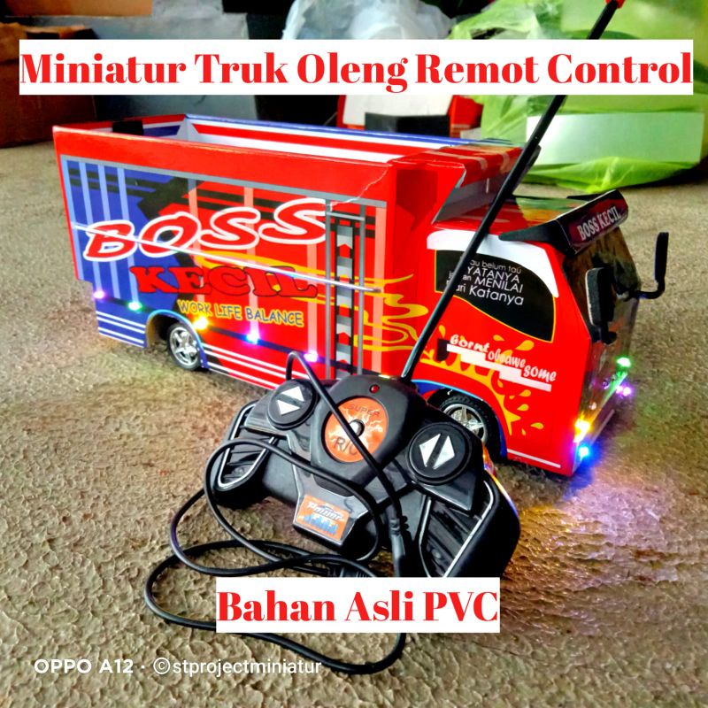 Miniatur truk oleng remot control bahan pvc full variasi lampu dan terpal terbaru