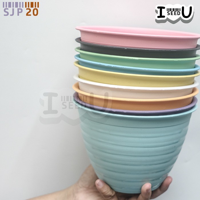 Pot Bunga Warna-Warni 18cm Motif Tawon No.20 - SJP