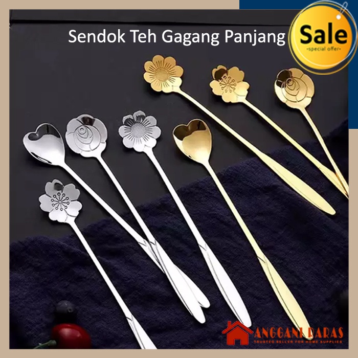 Sendok Teh Panjang Sendok Teh Stainless Sendok Teh Chinese Tea Kopi Gagang Panjang Gold Long Handled Spoon