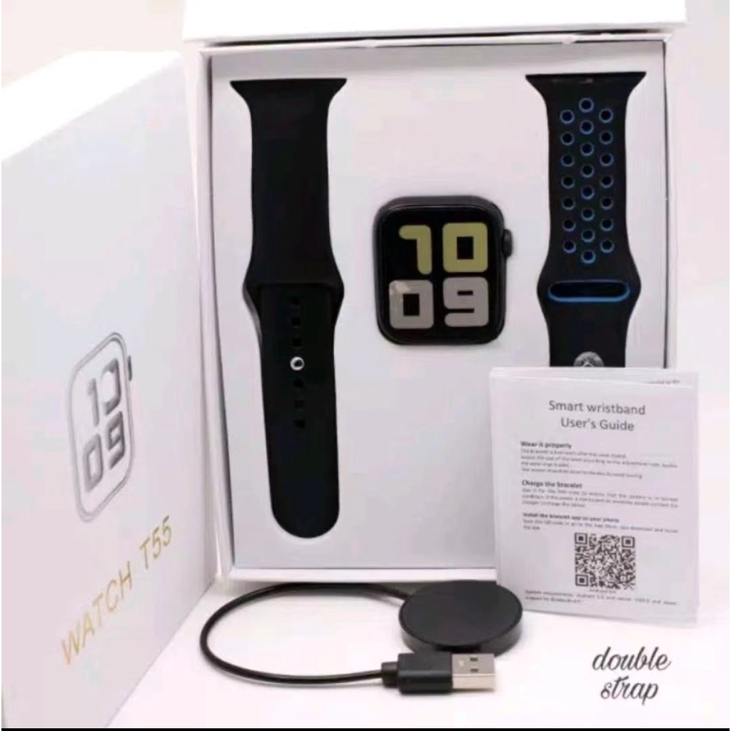 Jam tangan Smart Watch T55 Double Strap Bisa Panggilan Telepon / Jam Tangan Pria Jam Tangan Wanita