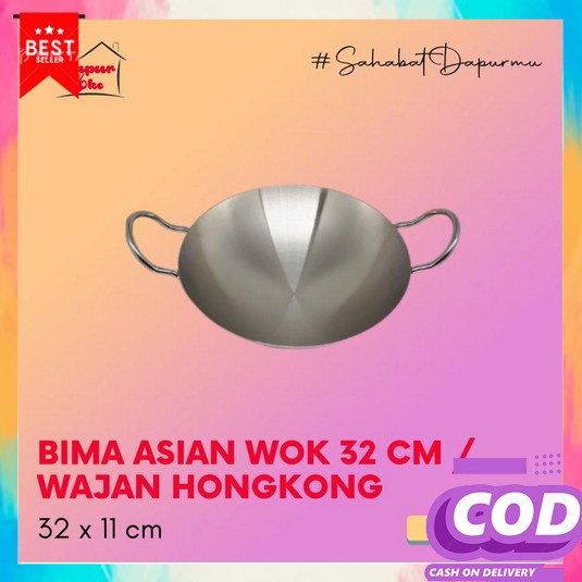 Wajan Alumunium Wajan Trendy Terbaru Terlaris Terbaru Anti Lengket Sta Bima Asian Wok 32 Cm / Waja