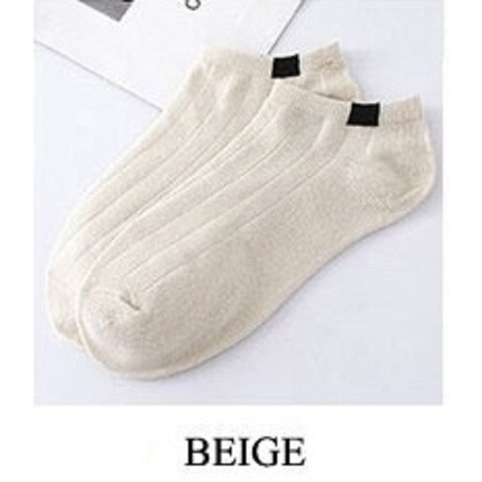 INDOMINI KAOS KAKI POLOS 6 GARIS SOCKS MURAH KAOSKAKI FASHION WANITA PENDEK IMPOR R103-POLOS KRIM