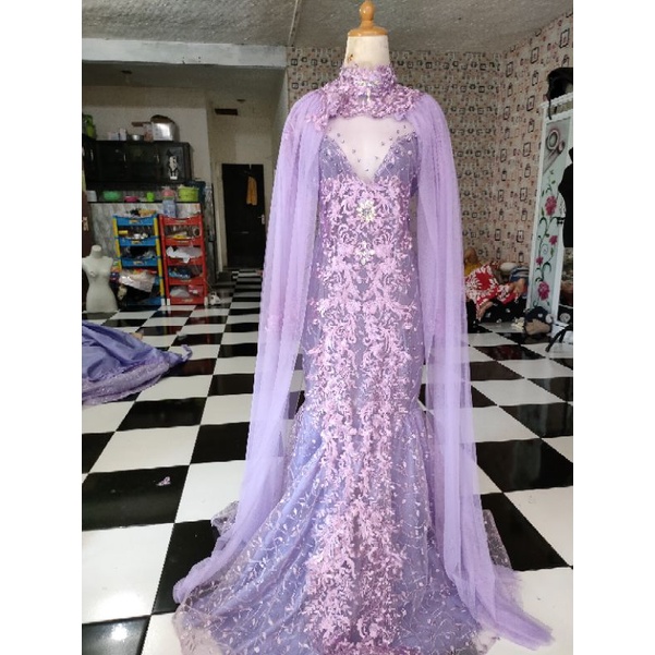 gaun pengantin slim lilac