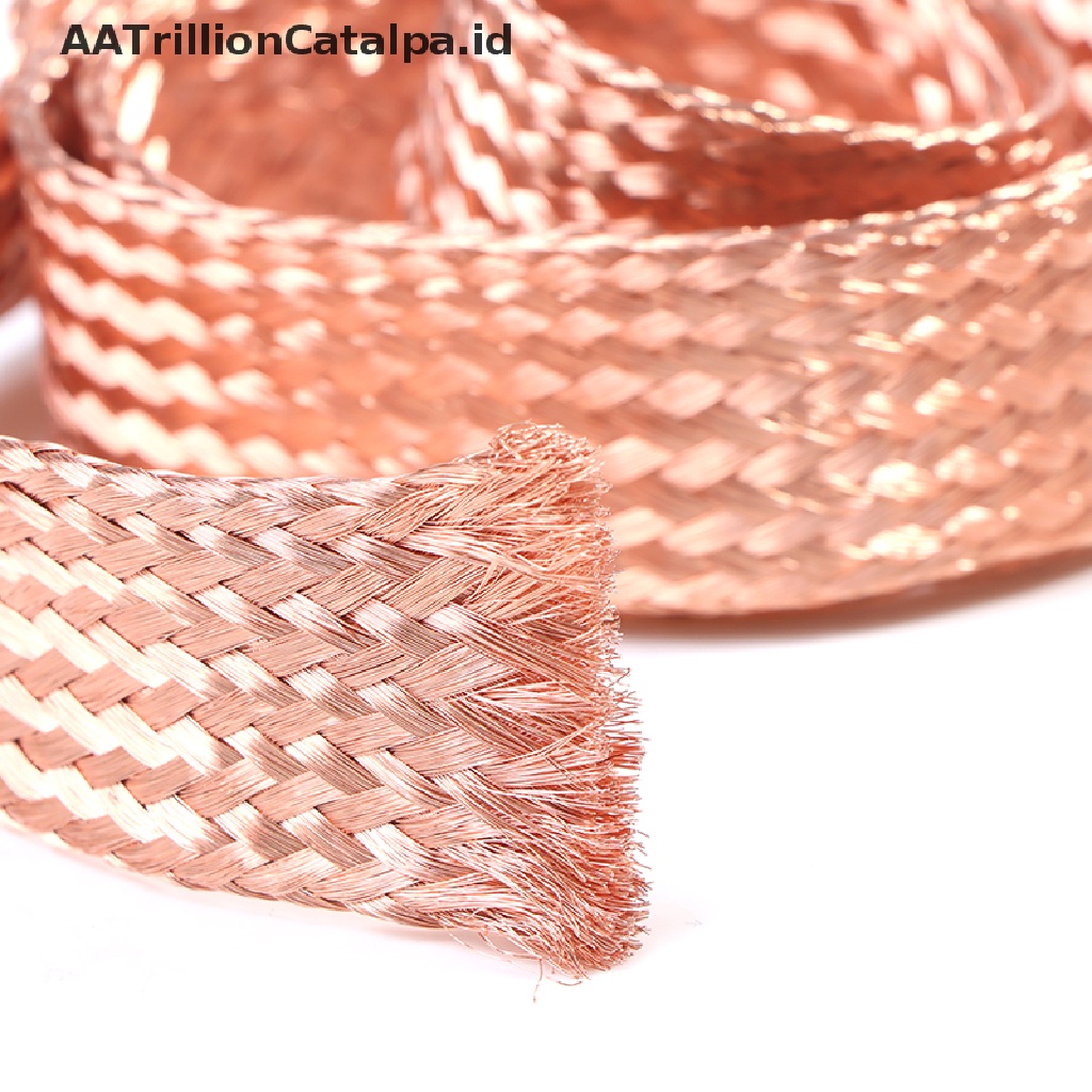 【AATrillionCatalpa】 1m Flat Pure Copper Braid Cable Bare Copper Braid Wire Ground Lead ID