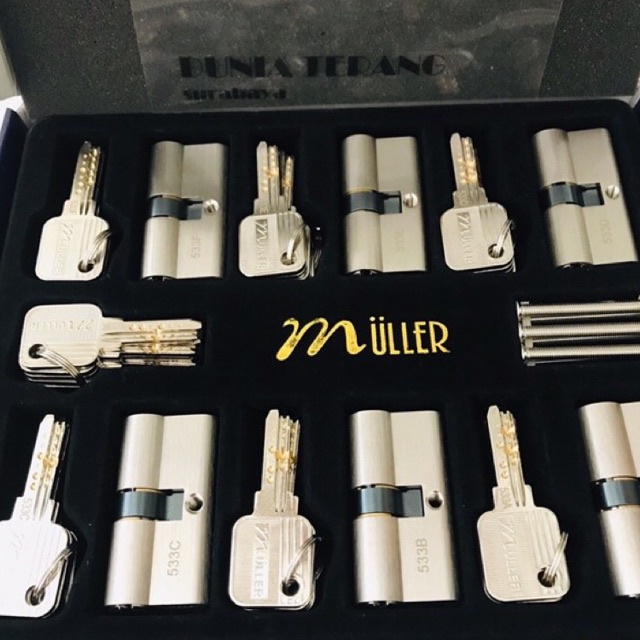 Silinder Kunci MULLER Master Key Set 6pc Anak Kunci Kuningan Komputer Sn Putih 60mm