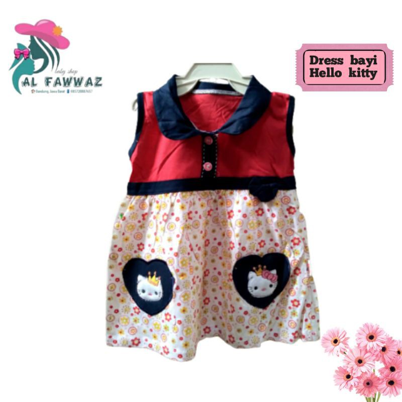 Dress bayi motif hello kitty