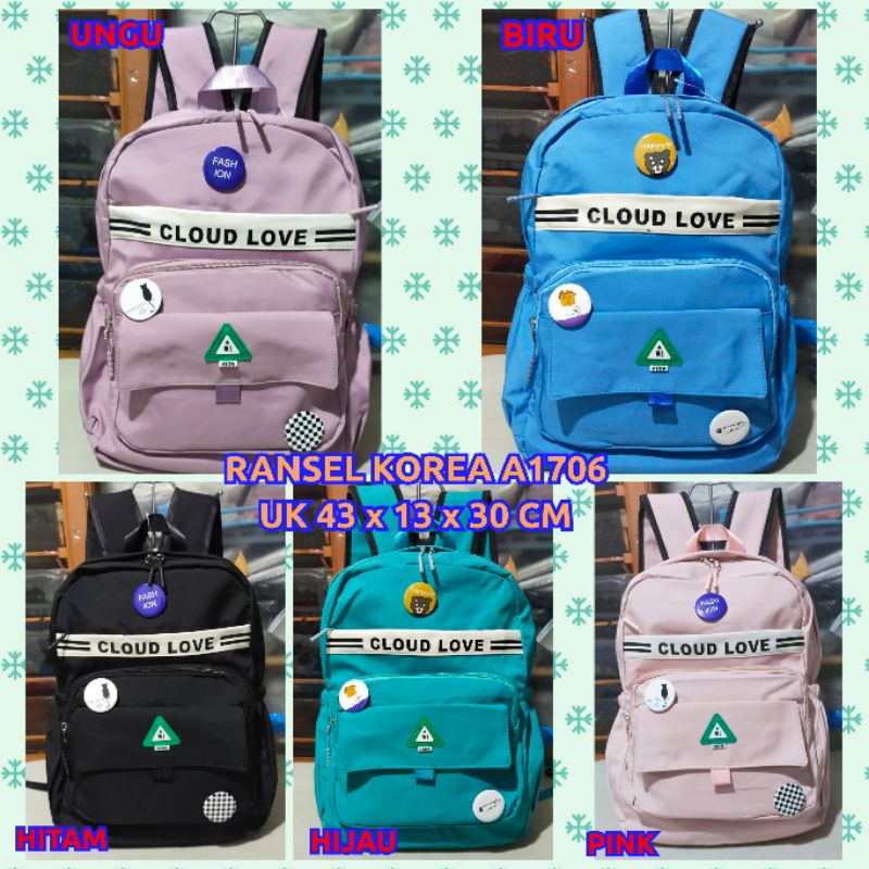 tas ransel bear Korea anak kode A1706/ 22013/A2005 import anak perempuan SD SMP bahan kanvas parasut ransel jinjing handbags