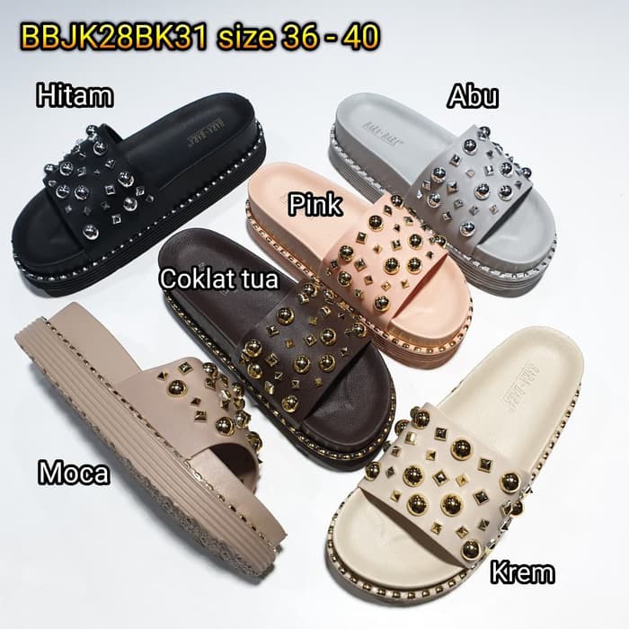 BARA BARA ORIGINAL jelly sandal karet empuk murah wanita barabara sendal slop cewek import BBJK28BK31
