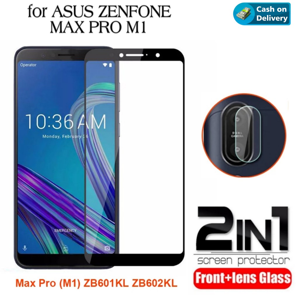 Tempered Glass Asus Zenfone Max Pro M1 Paket Pelindung Layar dan Kamera Belakang
