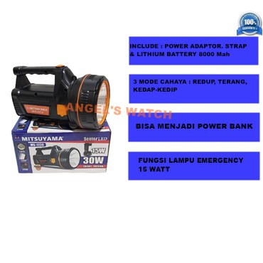 Angelswatch Senter Tangan LED 30W / Mitsuyama Lampu Emergency 15W MS-1220