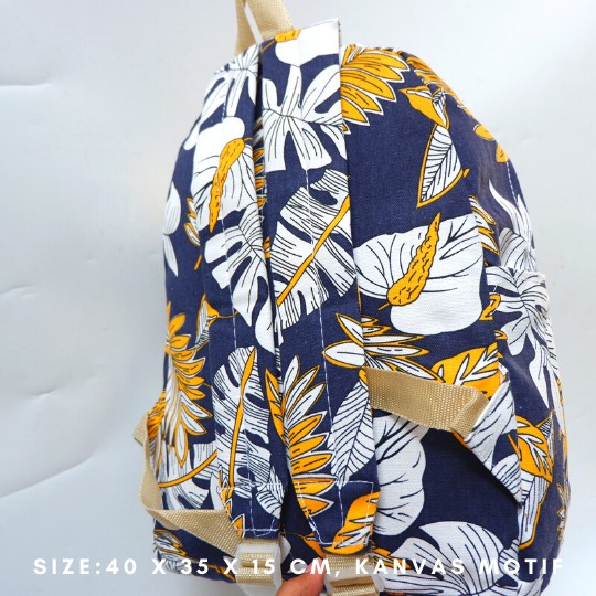 Promo Gratis Ongkir Tas Ransel Pria / Wanita Bahan Kanvas Motif Gaya Korea produk lokal indonesia-5