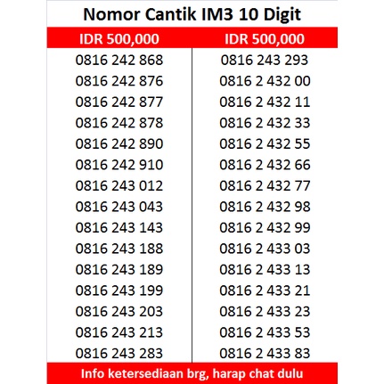 NOMOR NOMER CANTIK PERDANA IM3 INDOSAT OOREDOO 10 DIGIT (3/3)