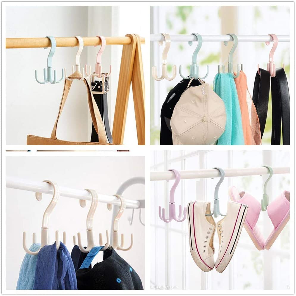 Creative 4 Claw Hook Rotating Rack / 360 Degree Plastic Dry Wet Dual Use Hanger Scarf Necktie Shoes Hook / Home Multifunction Storage