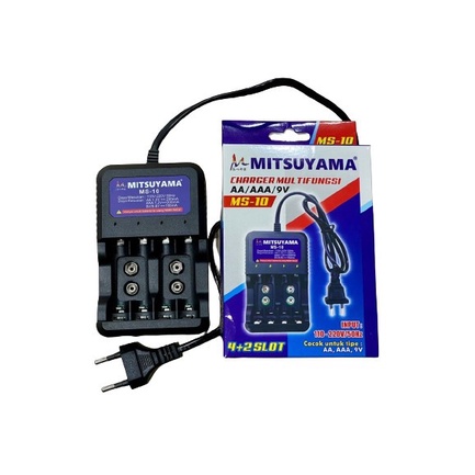 Barangunik2021-Alat Cas Charger Baterai AA AAA 9V 4+2Slot Mitsuyama MS-10 A2 A3 9V