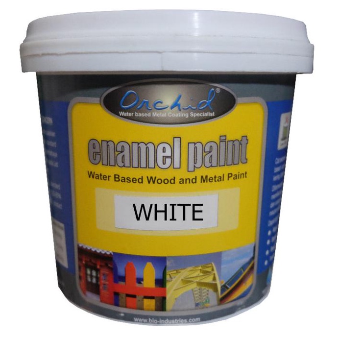 Cat Besi dan Kayu Waterbased Orchid Enamel Paint White